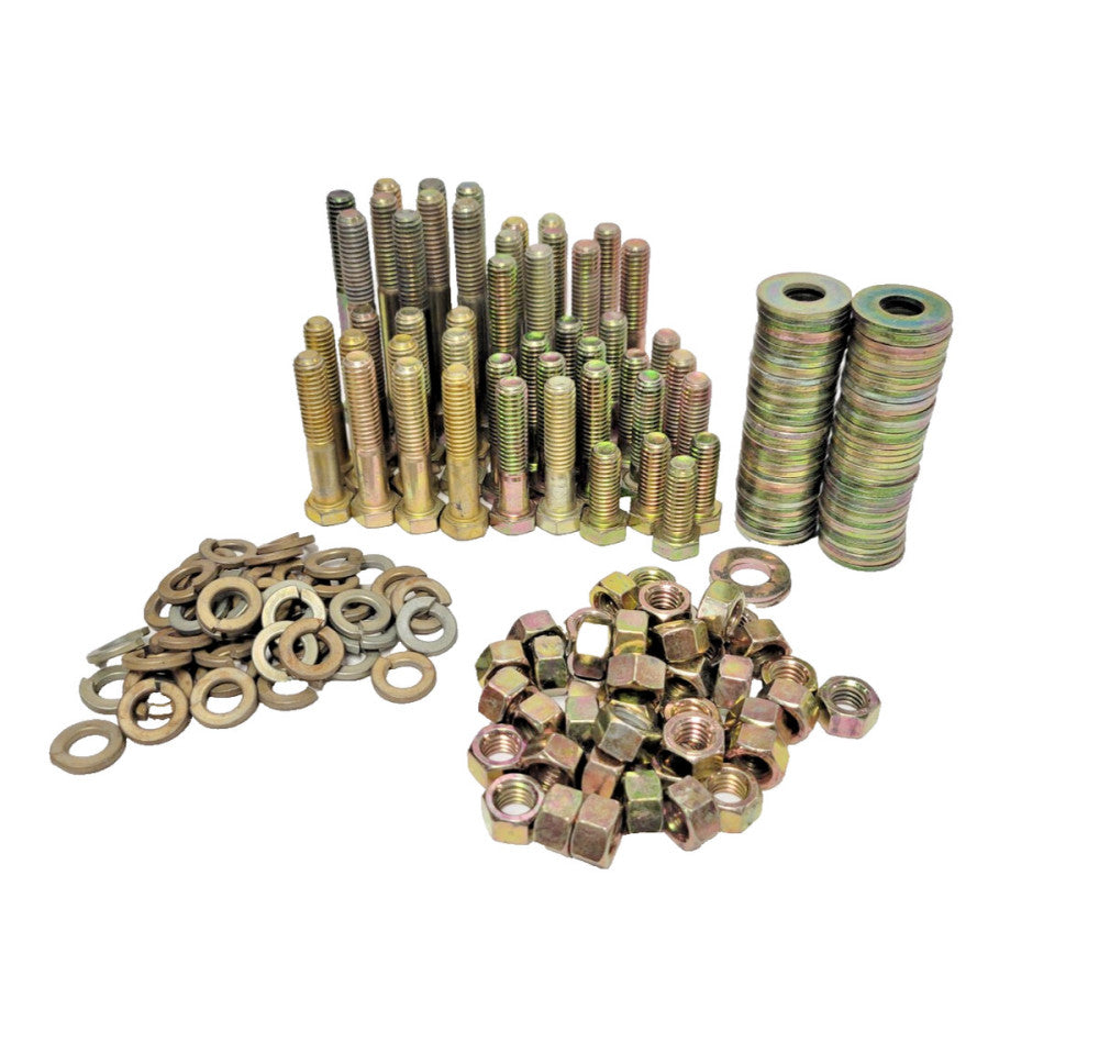 HEX BOLT ASSORTMENT WITH WASHERS AND NUTS YELLOW ZINC **LOT OF 221** 3/8"