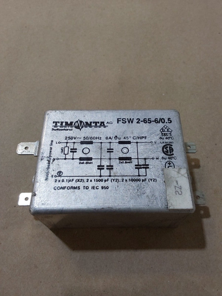 TIMONTA SCHURTER FSW 2-65-6/0.5 250 VAC 6 A SUPRESSION FILTER