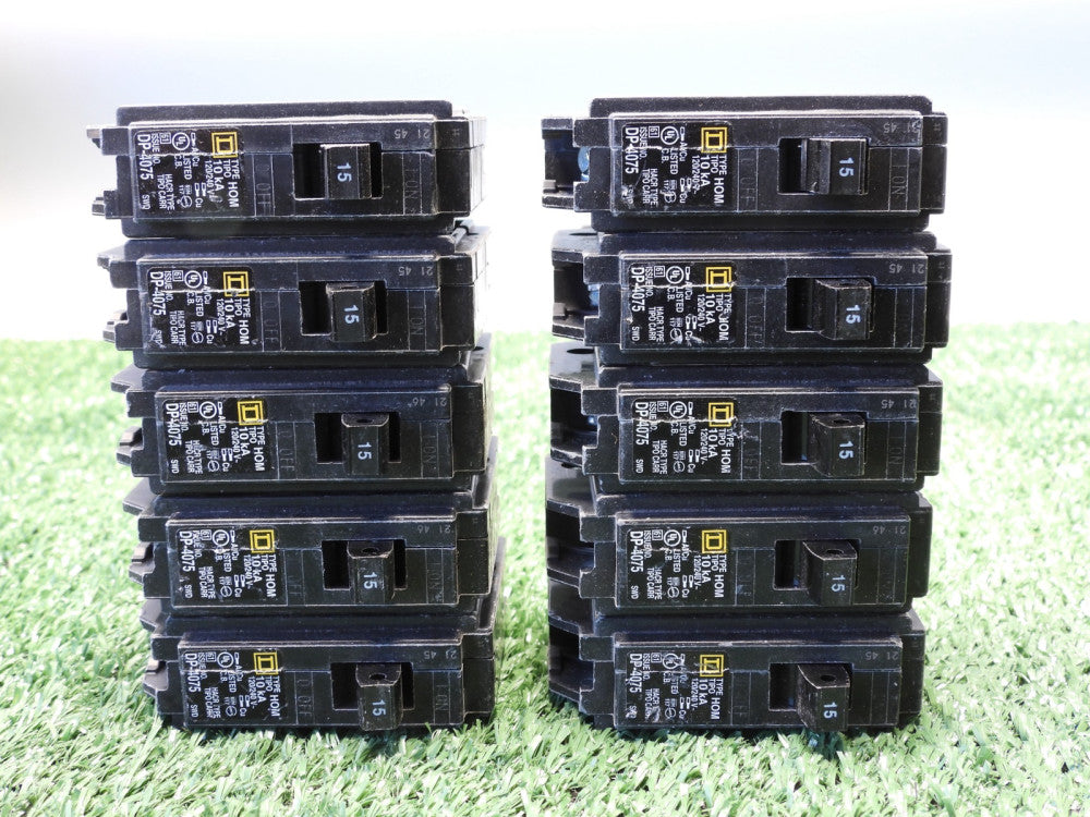 (Lot of 10) Square D HOM115 HOM 15A 120/240V HACR Type Circuit Breaker