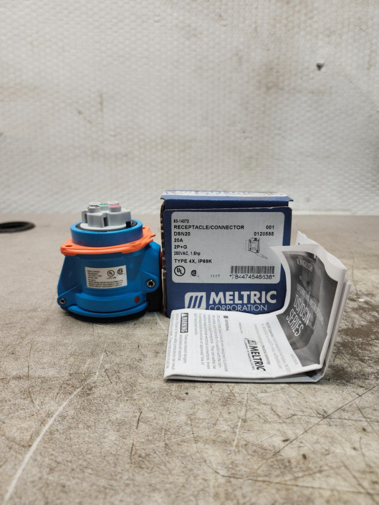 NEW IN BOX MELTRIC RECEPTACLE/CONNECTOR TYPE 4X, IP69K 63-14072