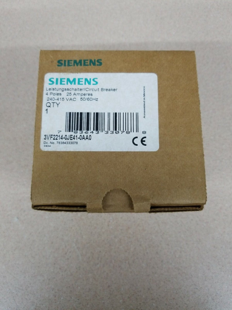 NOS SIEMENS 3VF2214-OJE41-0AA0 CIRCUIT BREAKER 4P 25A 25KA  