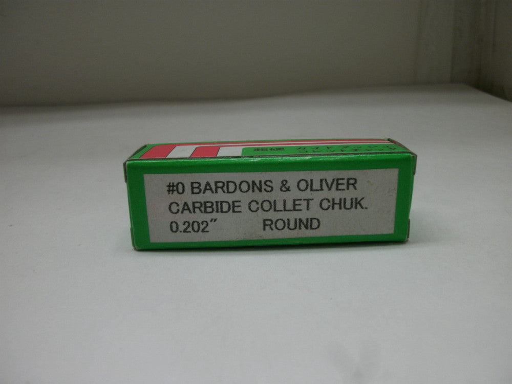 BARDONS & OLIVER # 0 SIZE 0.202" CARBIDE COLLECT CHUK ROUND NEW IN BOX