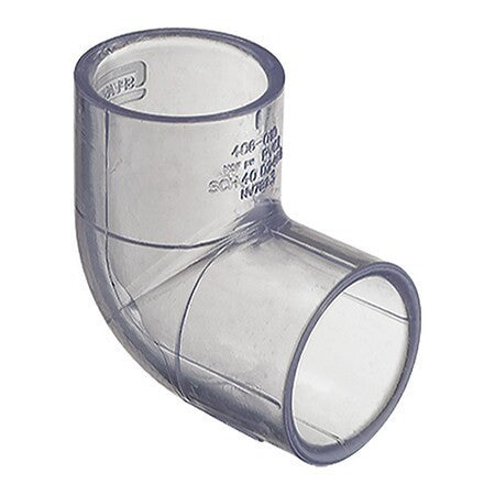 Zoro Select H406005ls Pvc Elbow, 90 Degrees, Solvent X Solvent, 1/2 In Pipe Size