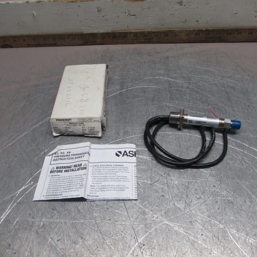 NEW! ASHCROFT  K1-7-M02-42-C1 ,TRANSDUCER ,150 PSI, 10-36vdc ,4-20 mA , 1/4,NOS!