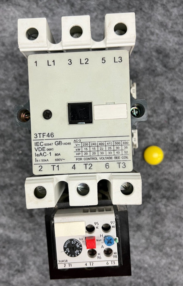 SIEMENS 3TF46 MOTOR STARTER CONTACTOR W/SIEMENS 3UA58 00-2T OVERLOAD RELAY