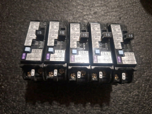 (5) PCS Siemens Q115DFN 15A 120V Dual AFCI/GFCI Plug-In Circuit Breakers