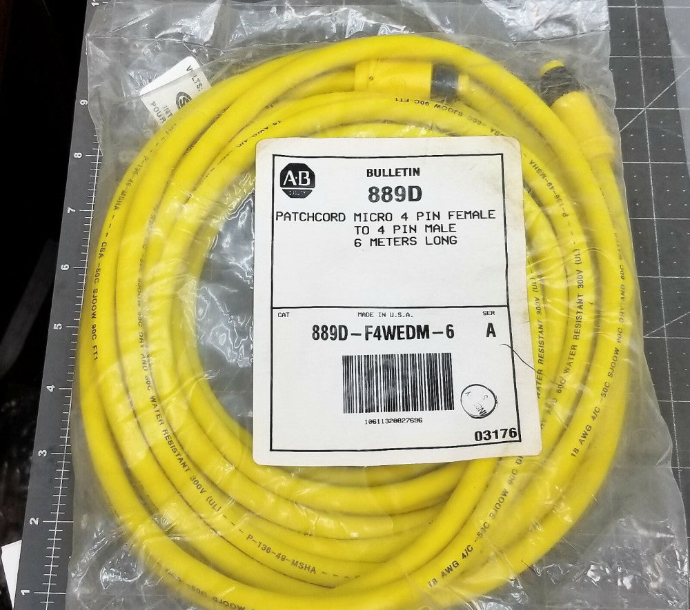 ALLEN BRADLEY 889D-F4WEDM-6 SERIES A CABLE, 6METERS, MALE/FEMALE [A9B4]