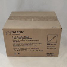 Case of 1000 Corning Falcon 357524 3 ml Transfer Pipette 1 & 2 ml Graduations