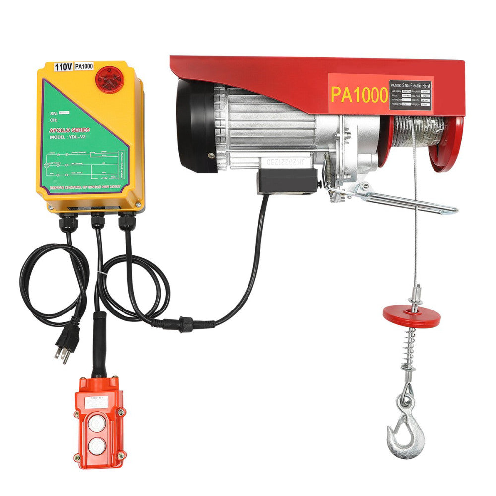 2200lbs Automatic Lift Electric Cable Hoist with Wireless Remote Control 110V