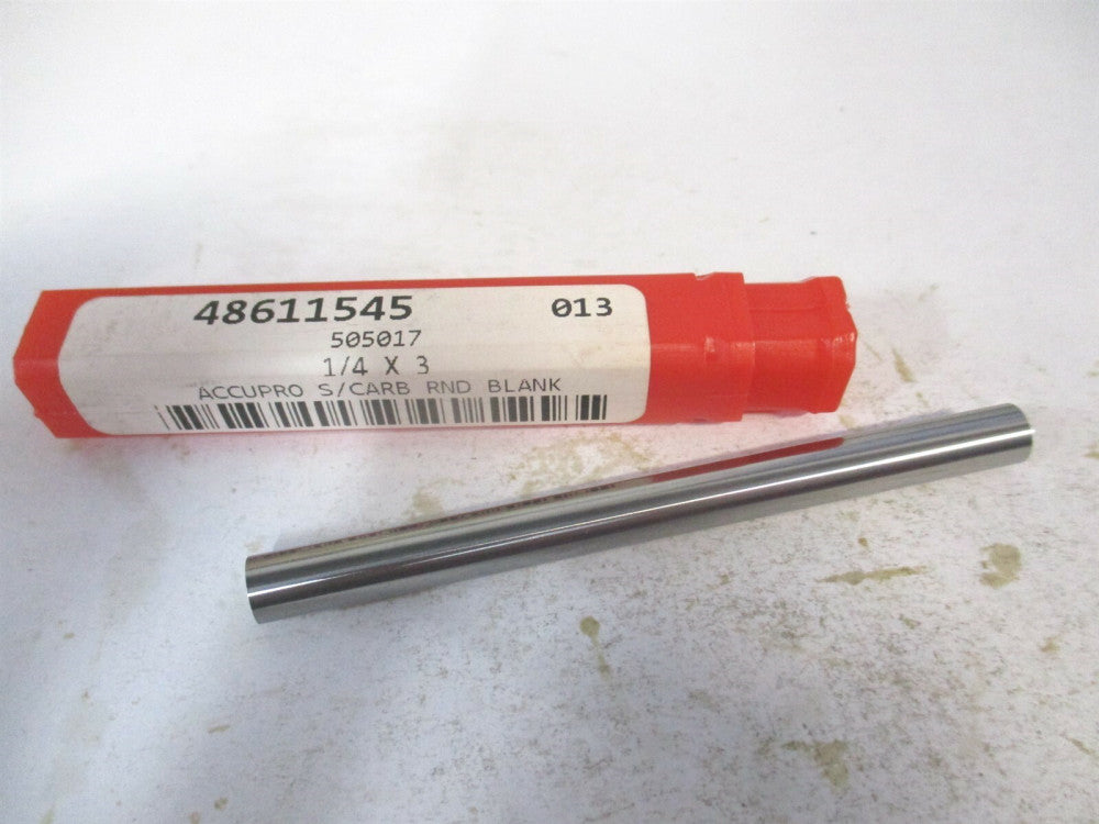 (505017) 1/4" Diam +.000 - .0005" Tolerance Solid Carbide Round 
