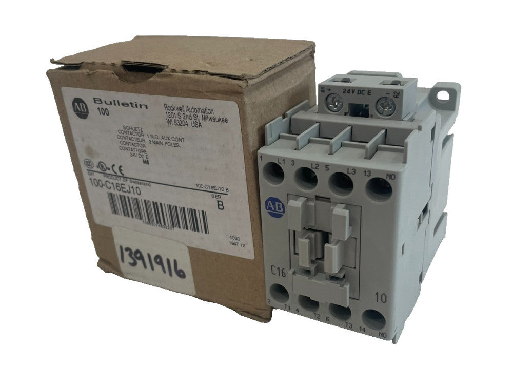 ALLEN BRADLEY 100-C16EJ10 CONTACTOR SER. B 24V DC 100C16EJ10 NEW, SURPLUS