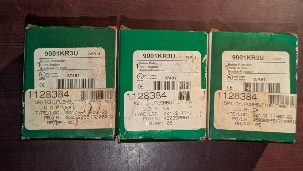 Lot of (3) Schneider Electric  9001KR3U Pushbottons NIB