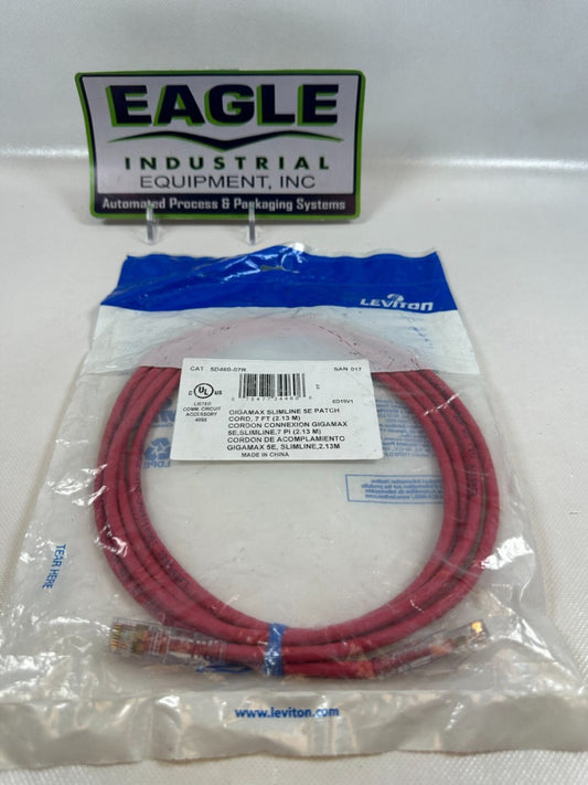 (LOT OF 3) NEW LEVITON 7FT RED GIGAMAX SLIMLINE 5E PATCHCORDS 5D460-07R