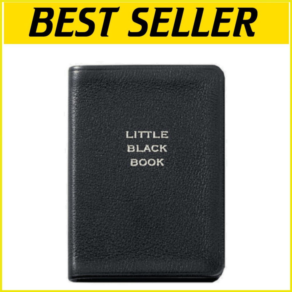 Elegant Little Black Address Book in Genuine Leather - Compact 3"x5" Size