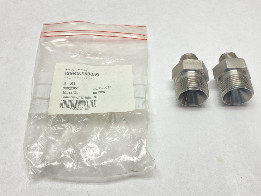 Atlas Copco 80649.000059 Pipe Nipple 3/8" x 3/4" NPT LOT OF 2