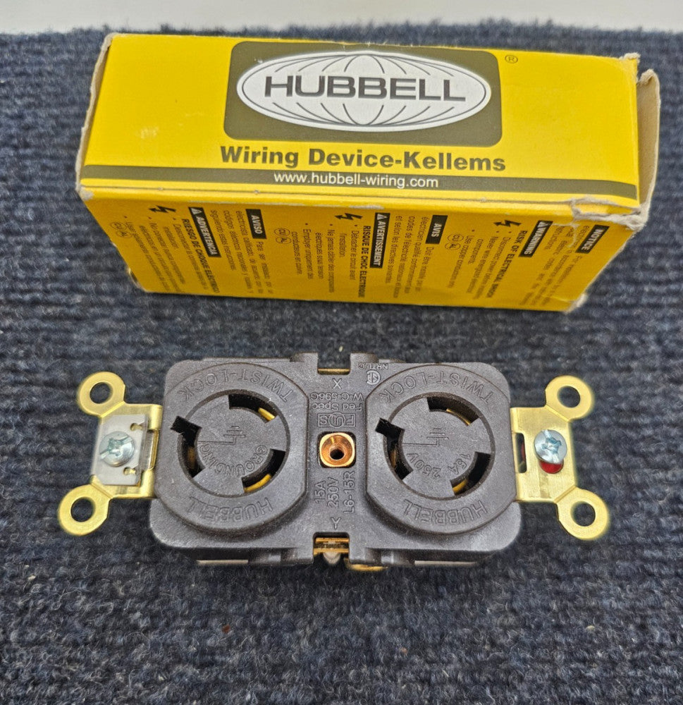 (QTY 3) Hubbell HBL4550 Twist-Lock Duplex Receptacle 15A 250V 2-Pole 3W Brown