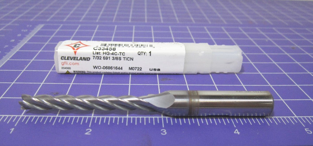 CLEVELAND (C33458) 7/32" HSS 4F Square End Mill 1-3/4" LOC