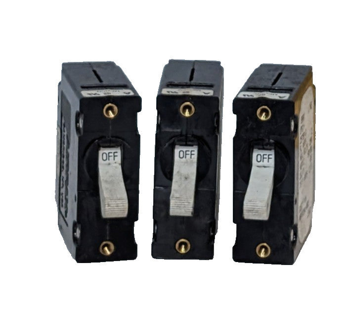 Lot of 3: Airpax UPG1-25758-3 circuit breakers, 2A, 250V, 66 delay, 50/60Hz