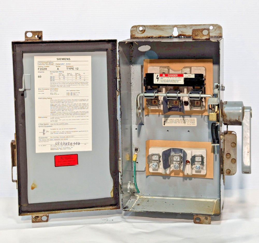 Siemens F352H I-T-E Heavy Duty, Enclosed Switch, Vacu-Break Clampmatic, 600VAC