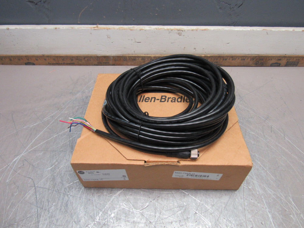 ALLEN BRADLEY 889D-F8AB-15 SER-B QD CORDSET DC MICRO STRAIGHT 15-METERS NIB !!