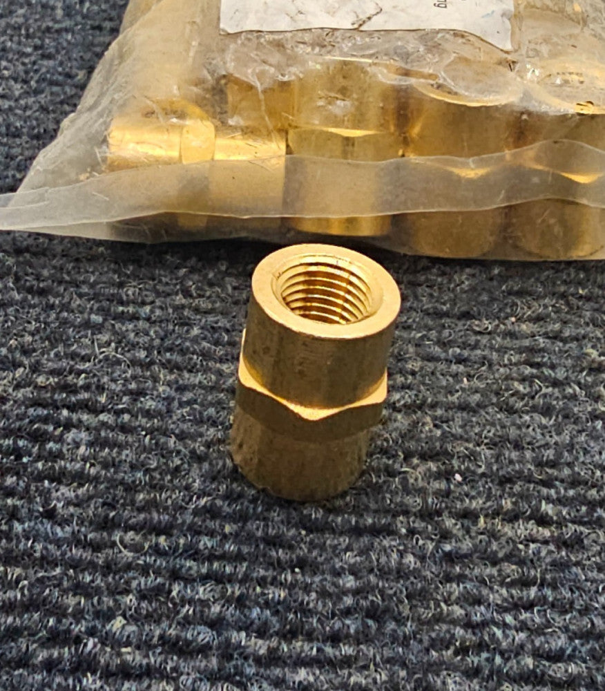 (QTY 20) 90331: Brass Coupling 1/4" NPT Female Coupler Hex Head Pipe Fitting
