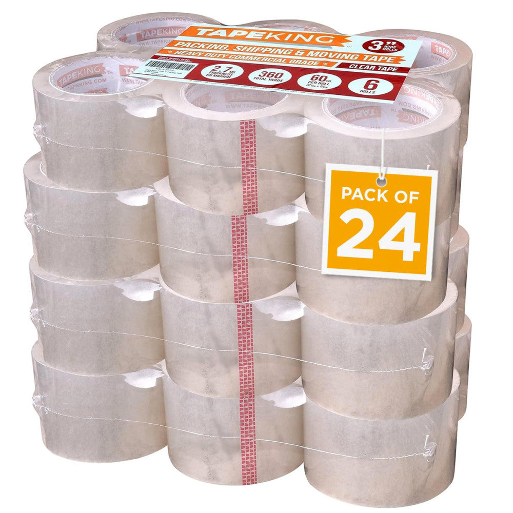 Clear Packing Tape 3 Inch Wide (Case of 24 Rolls) - 60 Yards per Refill Roll, (2