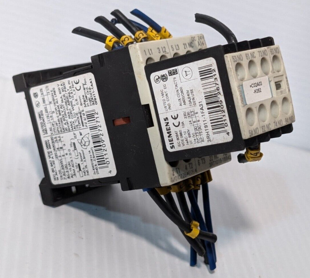 SIEMENS 3RH1911-1FA31 AUXILIARY SWITCH BLOCK & 3RT1016-1BB42 MAGNETIC CONTACTOR