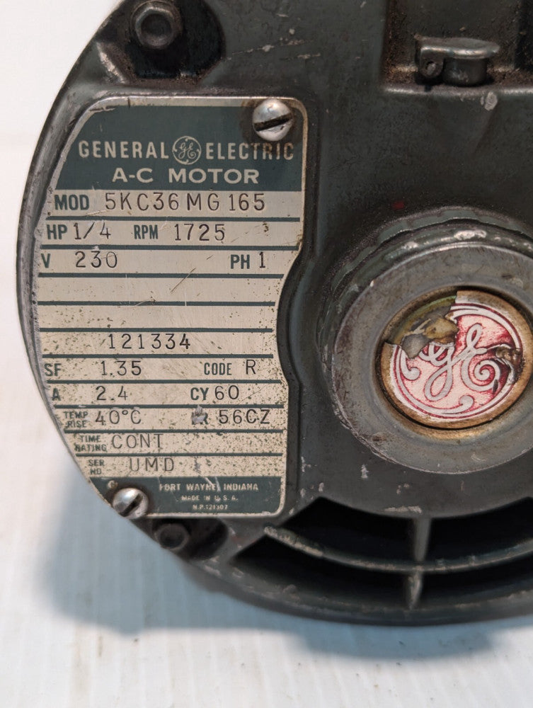 GE 5KC36MG165 Motor .25 HP 1725 RPM 230 V