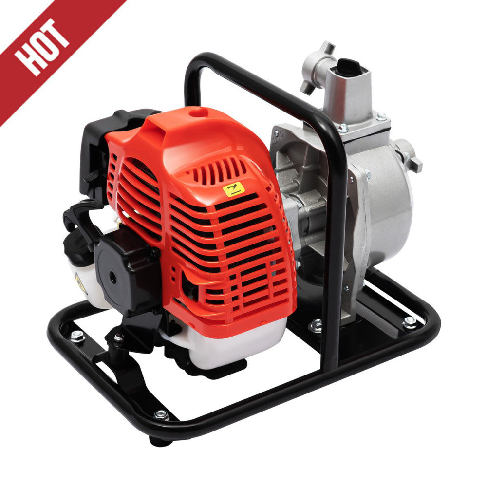 1" 1.7HP 2-Stroke Gasoline Water Pump Gas-Powered Semi-Trash Water Transfer Pump