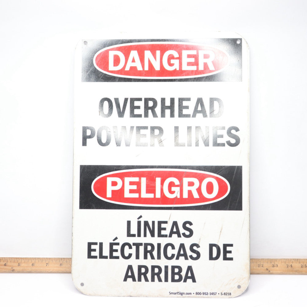 Smart Sign Danger-Overhead Power Lines Sign Aluminum 18" x 12" S-8218