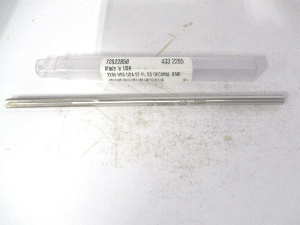 (433-0.2285) 0.2285 x 1-1/2" x 6" OAL 6-Flute Straight Shank HSS Chucking Reamer