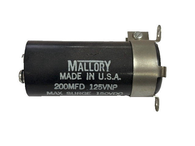 MALLORY NP1225A MOTOR START CAPACITOR 200MFD 125VNP 150VDC