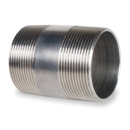 Zoro Select T6bng06 1-1/4" Mnpt X 4" Tbe Stainless Steel Pipe Nipple Sch 40