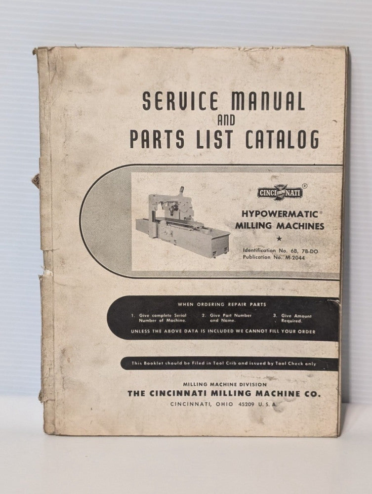 Cincinnati Milling 300, 400 & 500 Series Hypowermatic Milling Manual, Parts List