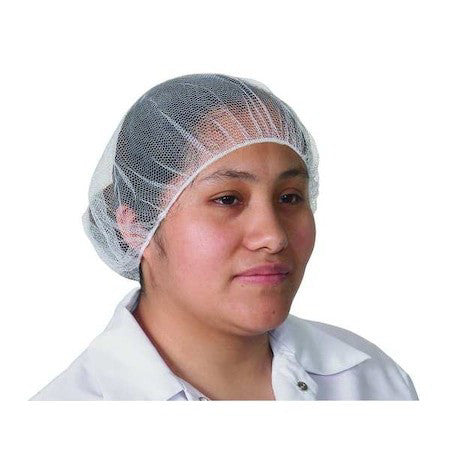 Condor 1Ttu8 Hairnet, Polyester, 24 In, Size Large, White, Pk100