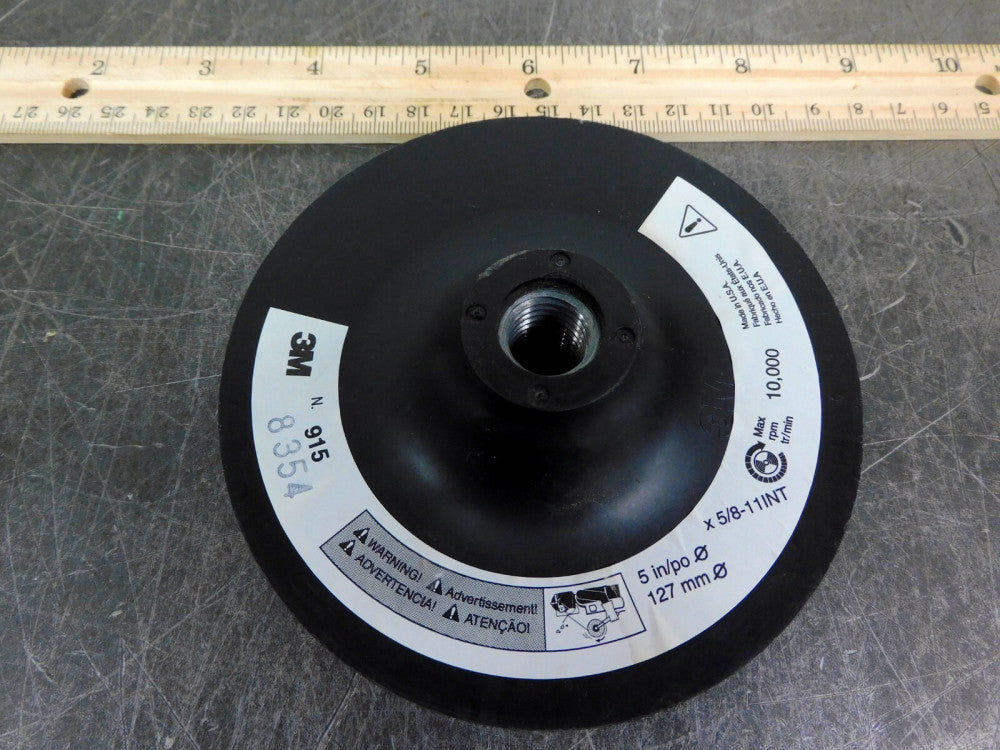 3M Disc Pad Holder 915, 5 in x 1/8 in x 3/8 in x 5/8 in 9158854 Hook & Loop