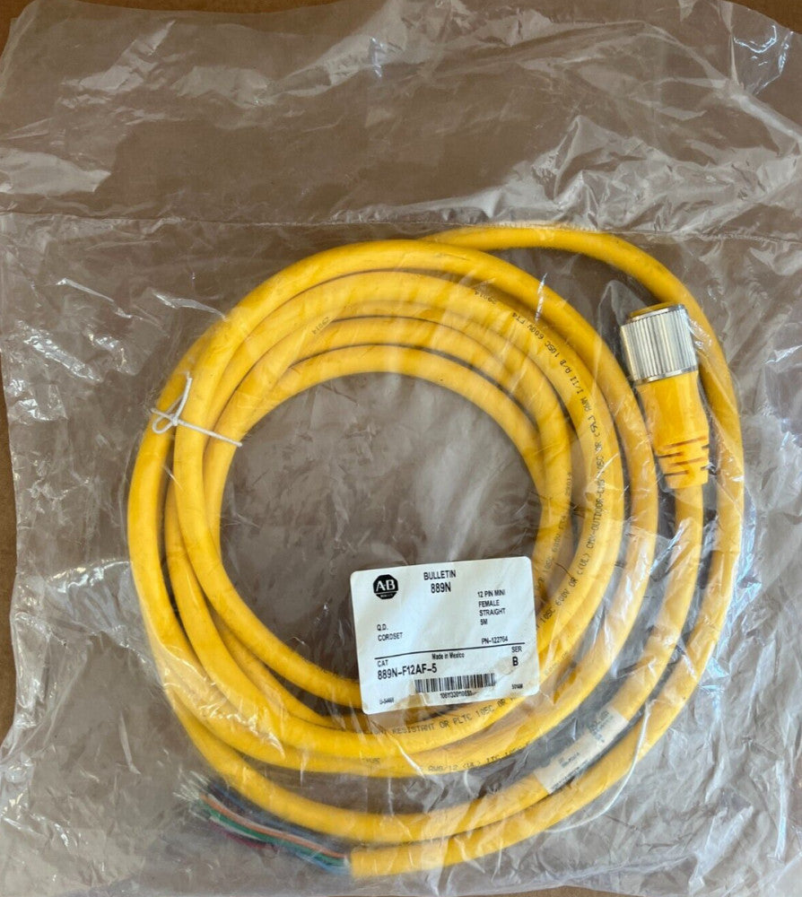 ALLEN BRADLEY, 889N-F12AF-5 SERIES B, 12 PIN MINI CORDSET, MAKE OFFER!