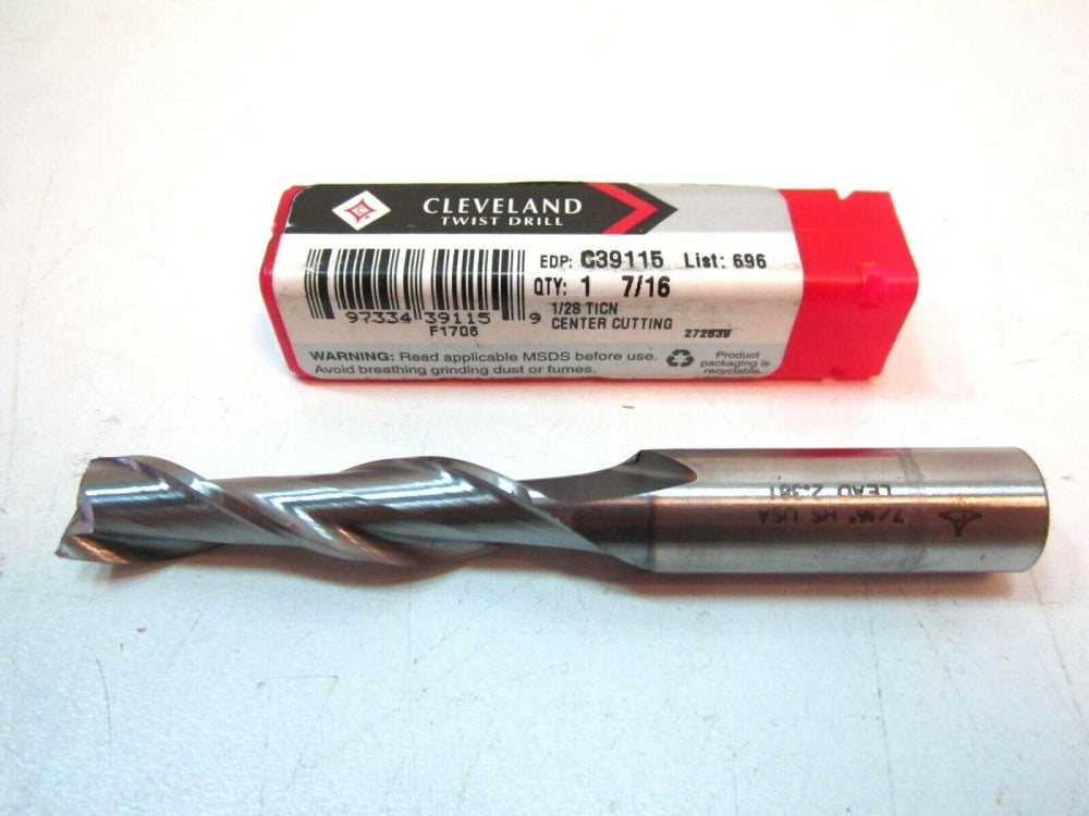 Cleveland (C39115) 7/16" 2F TiCN HSS Square End Mill 7/16 x 1-3/4 x 3-1/4 x 1/2