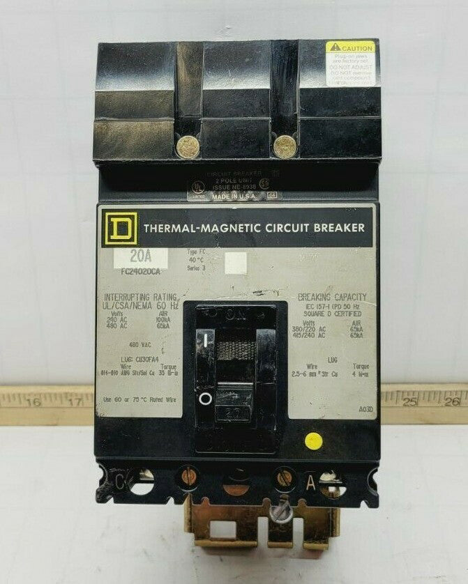 SQUARE D 20 AMP I-LINE CIRCUIT BREAKER 480 VAC 2 POLE  FC24020CA