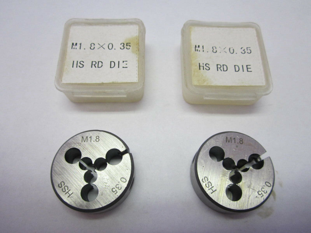 M1.8 X .35 X 13/16" High Speed Steel Round Adjustable Die Right Hand - Lot of 2 