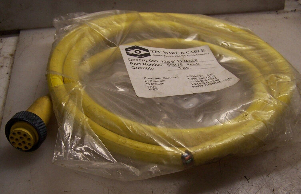NEW TPC 12 PIN  6' FEMALE 16 AWG QUICK CONNECT CABLE  83276