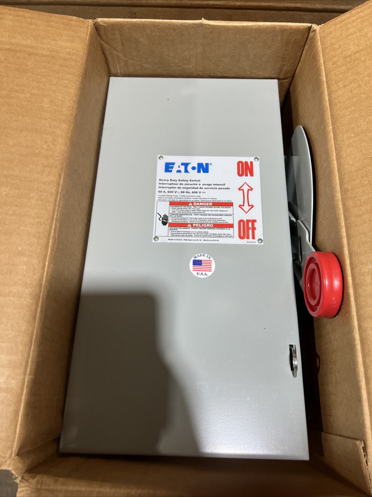 EATON DH262NGK 60 AMP 600V 2P FUSIBLE NEMA 1 DISCONNECT DIS1749 - Nos Surplus
