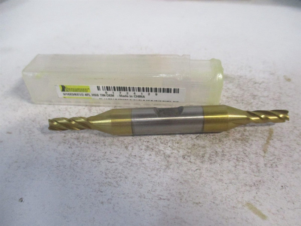 (722-04012) 3/16 x 3/8" x 1/2" x 3-1/4" OAL 4Fl HSS Square Double End Mill