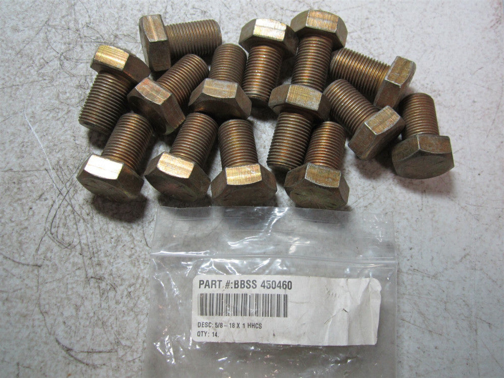 Brighton Best (450460) 5/8" - 18 Diameter 1" Hex Cap Screws - Pack of 14