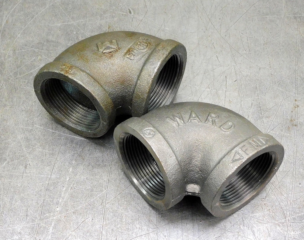 Ward Malleable Iron 90° Conduit Elbow 1-1/2" NPT Lot of Two (2)
