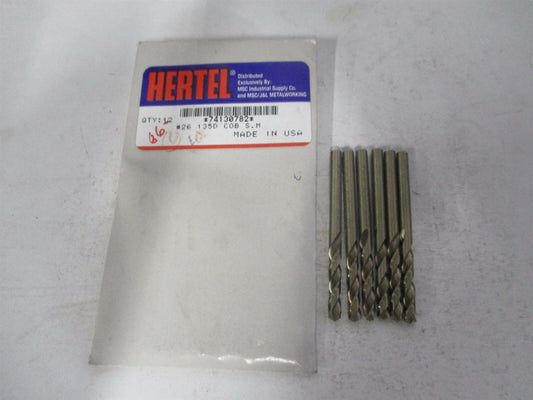 (74130782) #26 135° Spiral Flute Cobalt Screw Machine Drill Bit - Pack of 6