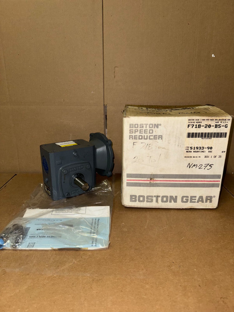 BOSTON F718-20-B5-G RIGHT-ANGLE GEAR REDUCER, RATIO 20:1, NEW-OPEN BOX!