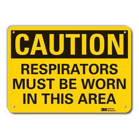 Lyle Lcu3-0368-Ra_14X10 Caution Sign,10 In. H,Alum,Respirators