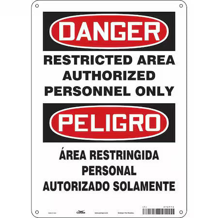 Condor 472T12 Safety Sign, 14 In Height, 10 In Width, Polyethylene, Vertical