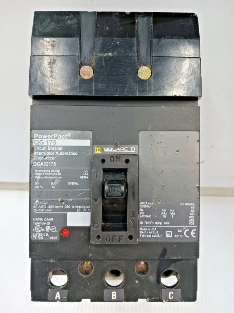 Square D PowerPact 175 Amp I-Line Circuit Breaker 3 Pole 240 VAC QGA32175 *Flaw*